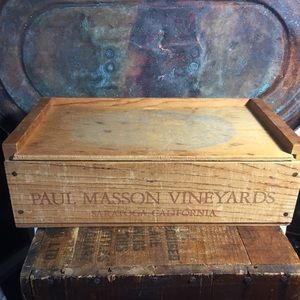 Paul Masson vineyards vintage wooden box slide top